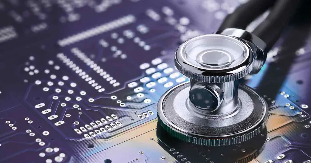Stethoscope on circuit board Stethoscope on circuit board