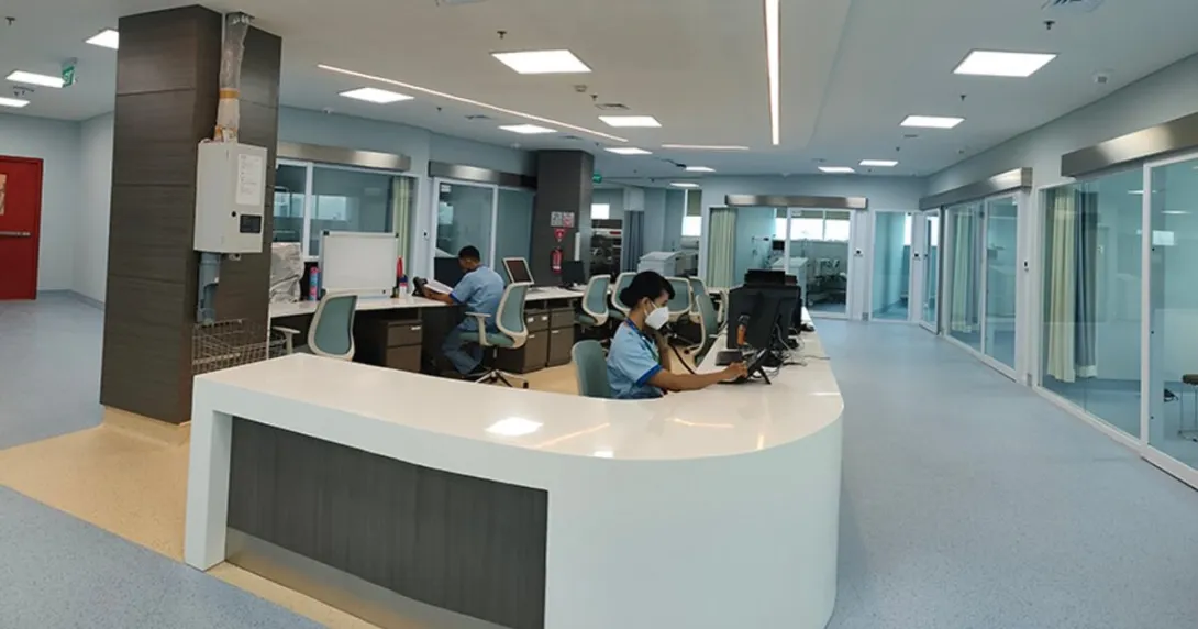 A hospital reception area powered with Ascom communication solution