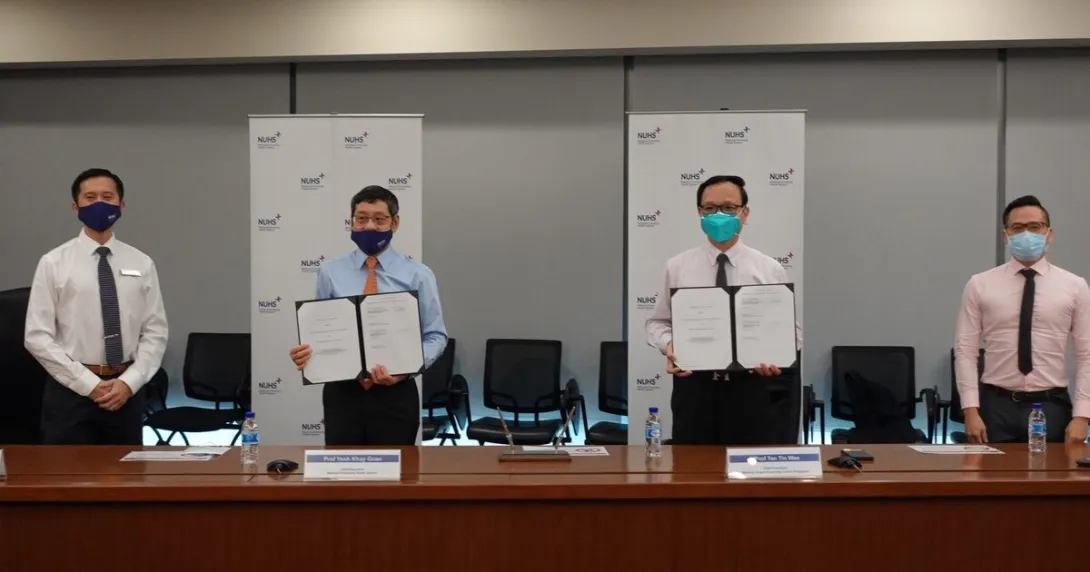 Officials from NUHS and NSSC at the signing of an agreement to build PRESCIENCE supercomputing infrastructure by mid-2022