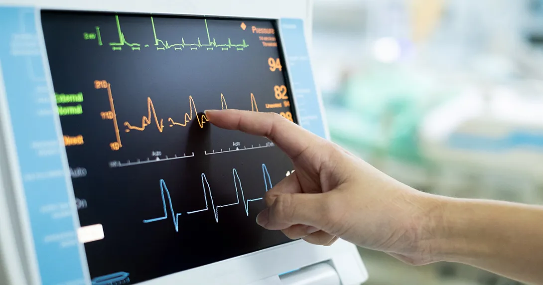 Electrocardiogram analysis represented by a reading on a screen Electrocardiogram analysis represented by a reading on a screen