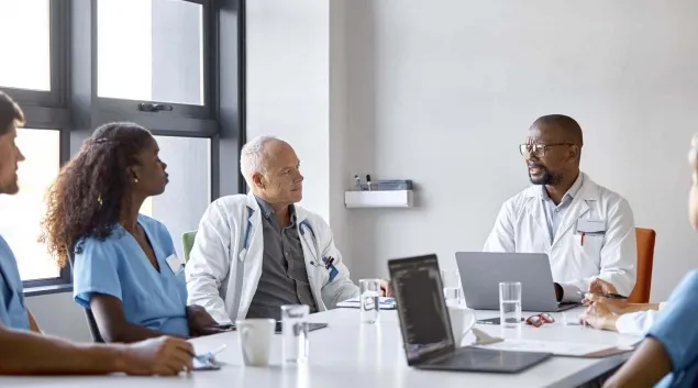 Healthcare workers in a meeting
