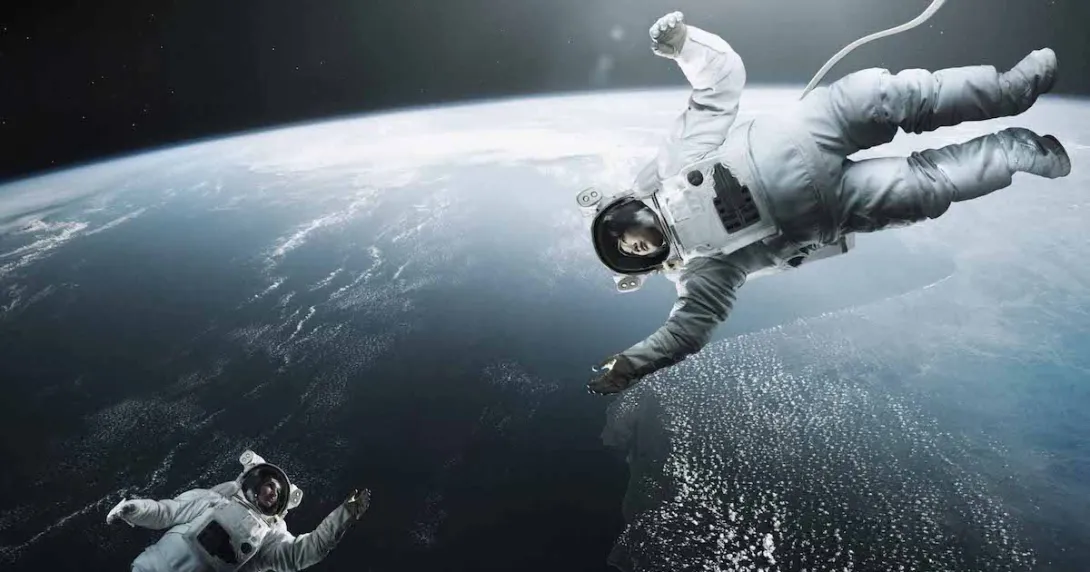 Astronauts above the earth