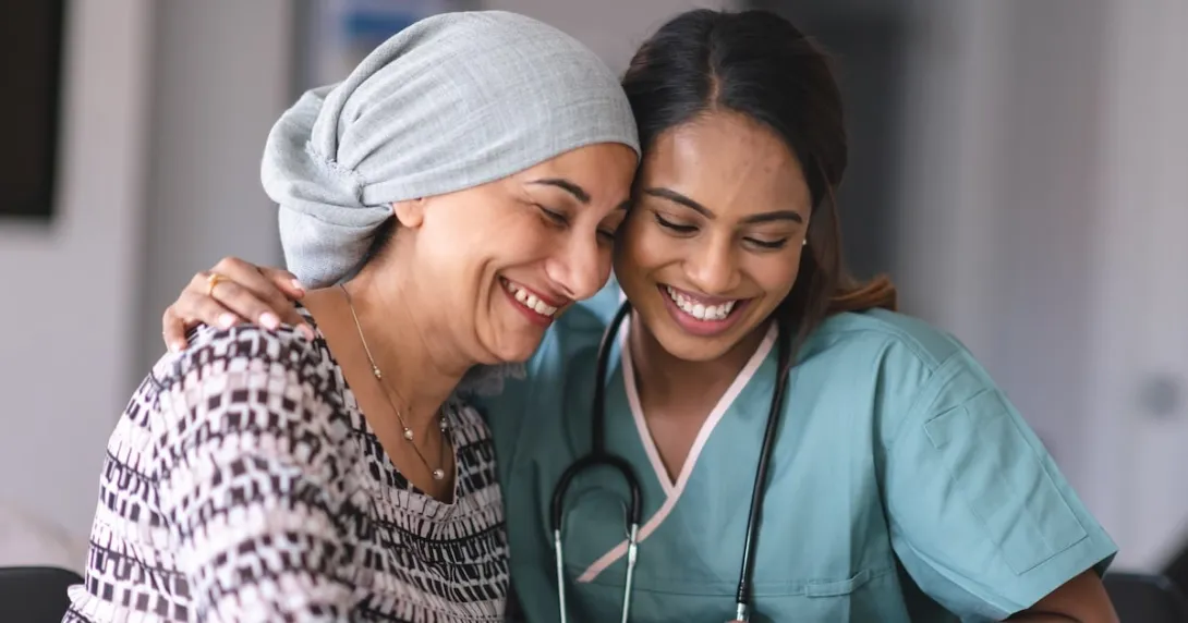 A nurse with a cancer patient A nurse with a cancer patient