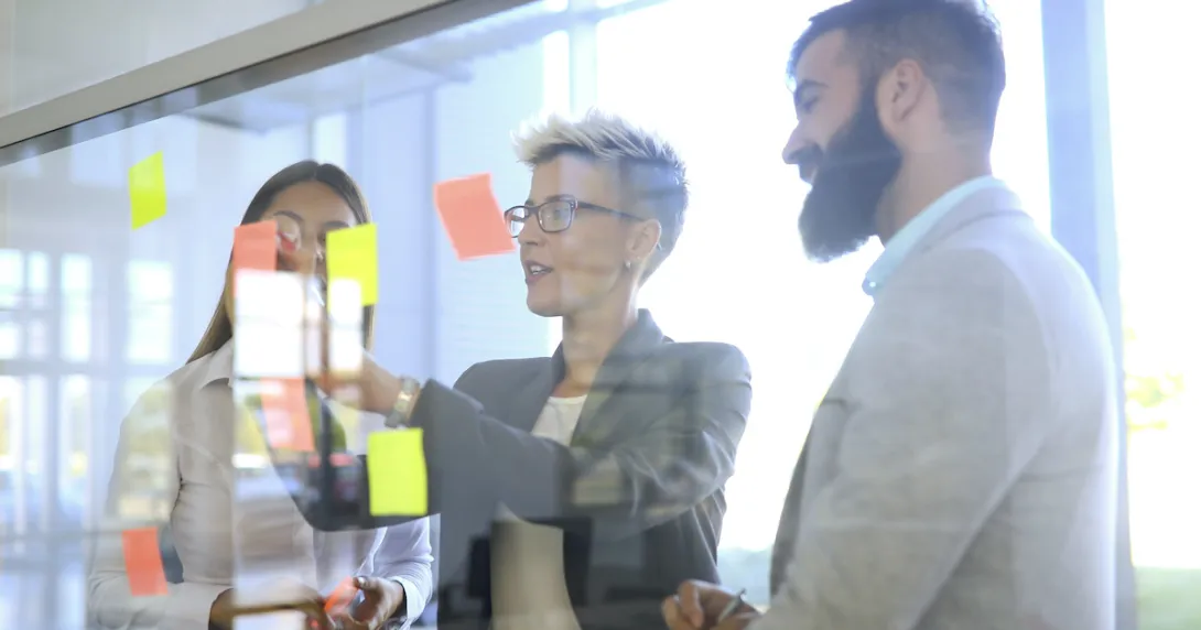Business people during a brainstorming session