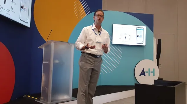 Tom Burton, director of operations, orthopedics and neurosciences at Providence St. Joseph Health, speaks at the HIMSS21 conference in Las Vegas on Tuesday.