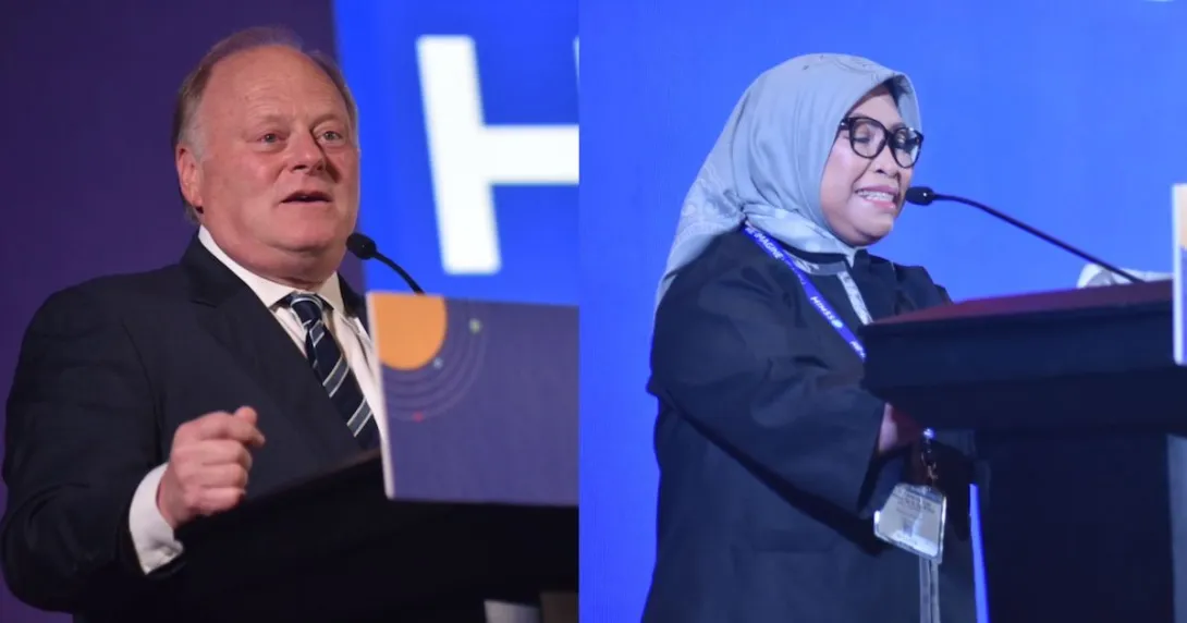Hal Wolf, President and CEO, HIMSS; Dr Fathema Djan Rachmat, President Commissioner, Jakarta Heart Center