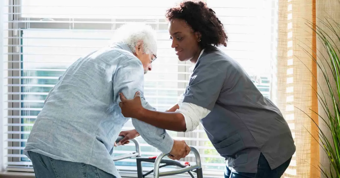home healthcare worker with a patient