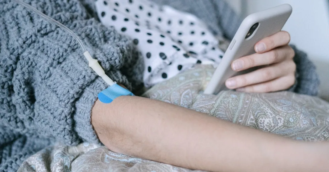 A phone and IV