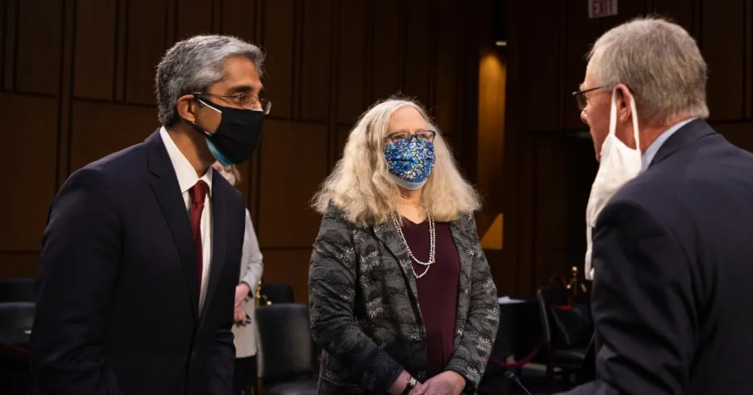 Dr. Vivek Murthy, Dr. Rachel Levine and Sen. Richard Burr