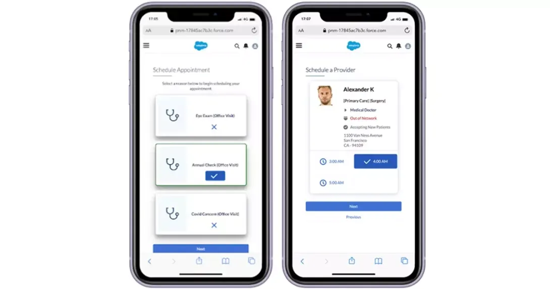 Examples of the app's screens