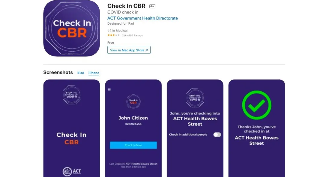 Check in CBR app on the Apple App Store