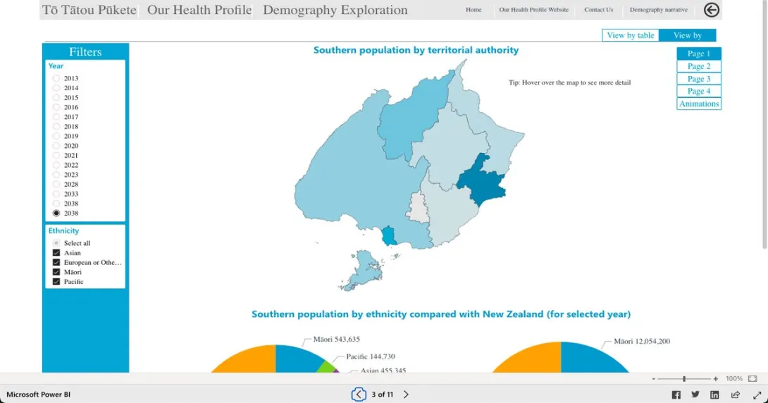 A view of demography data from the newly launched Tō Tātou Pūkete website