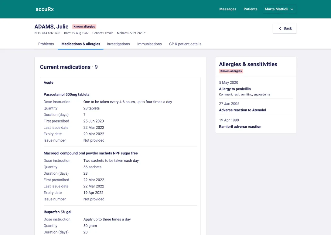 Record View is available for NHS healthcare professionals in England and Wales. accrx, NHS