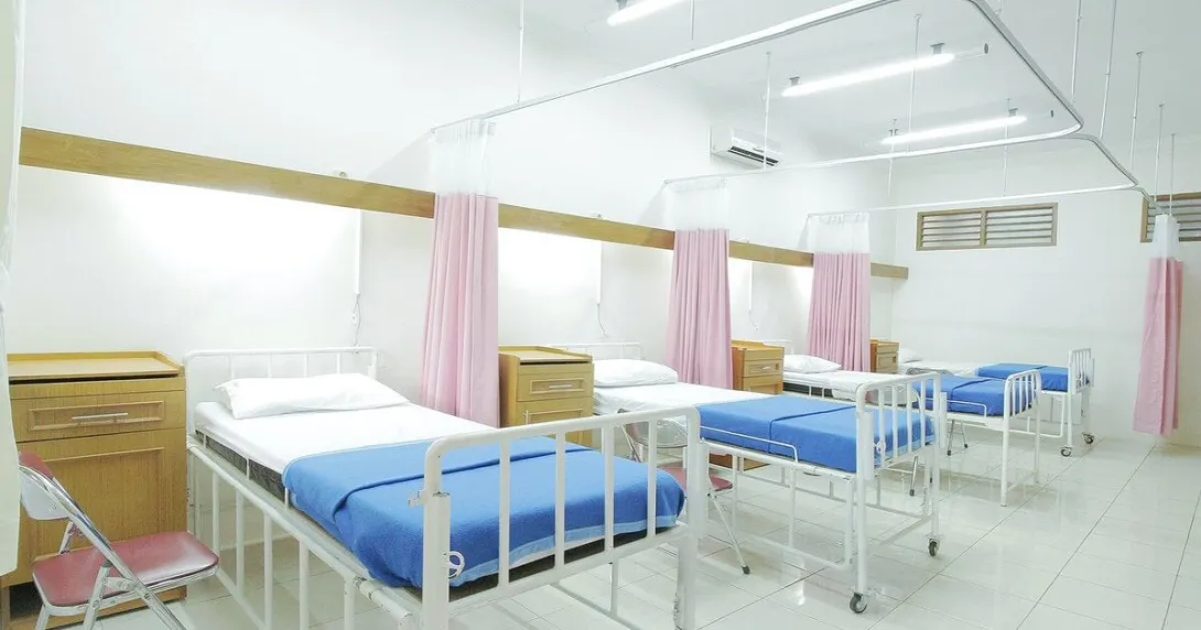 A photo of a hospital ward