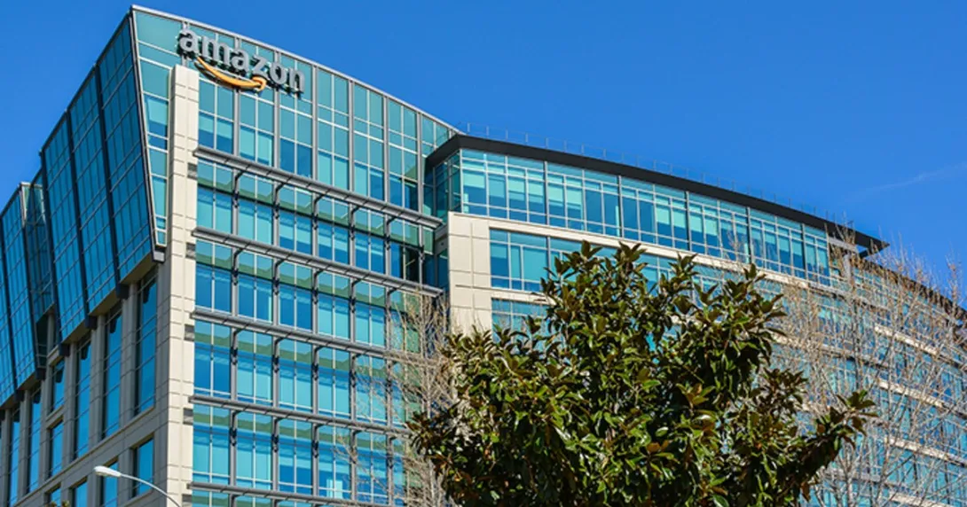A building with Amazon's logo on it