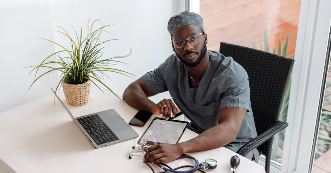 Doctor at a computer Doctor at a computer