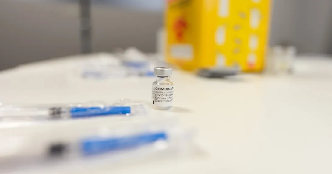 A vial of the Pfizer-BioNTech Comirnaty vaccine