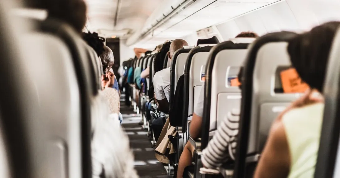 An aisle on an airplane