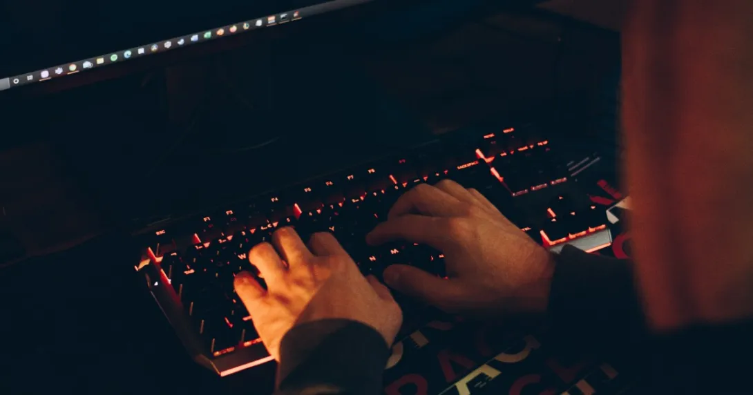 Hacker hands on a keyboard