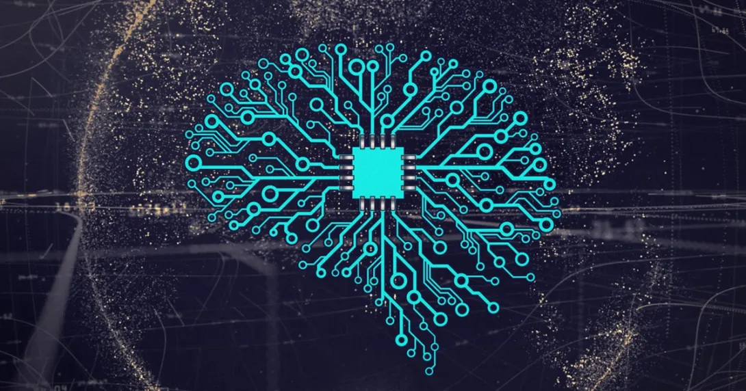 A stylized brain illustration formed with wires, to convey artificial intelligence