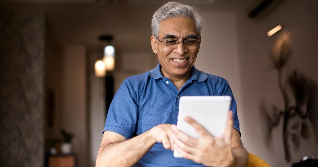 A patient using a tablet