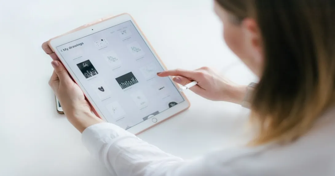 A doctor using an iPad