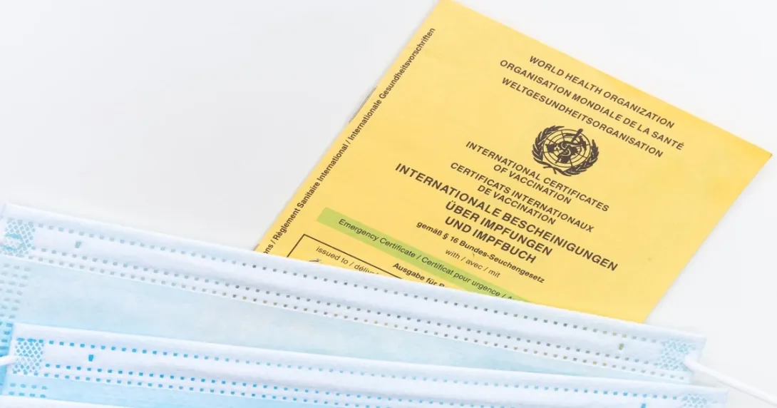 A photo of the WHO's yellow card or international certificate of vaccination