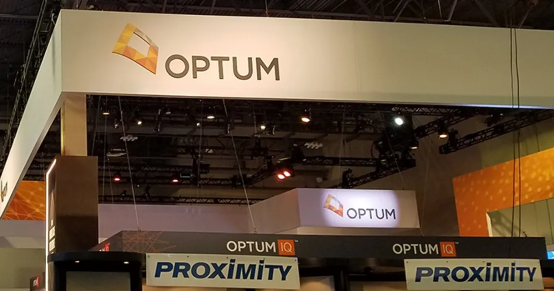 A booth with an Optum logo