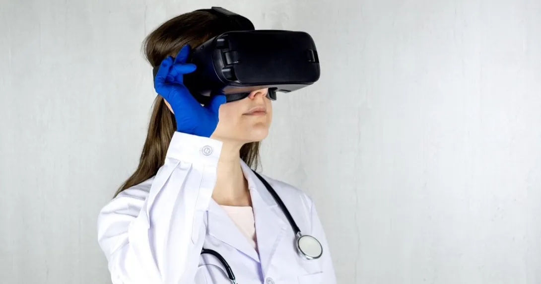 A doctor using a VR headset