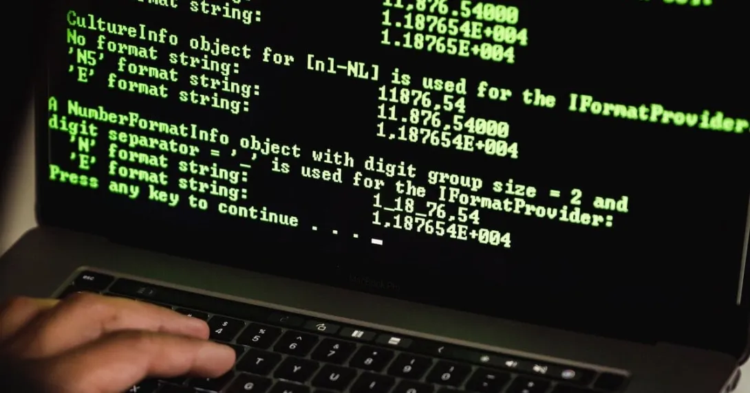 Computer codes on a laptop screen
