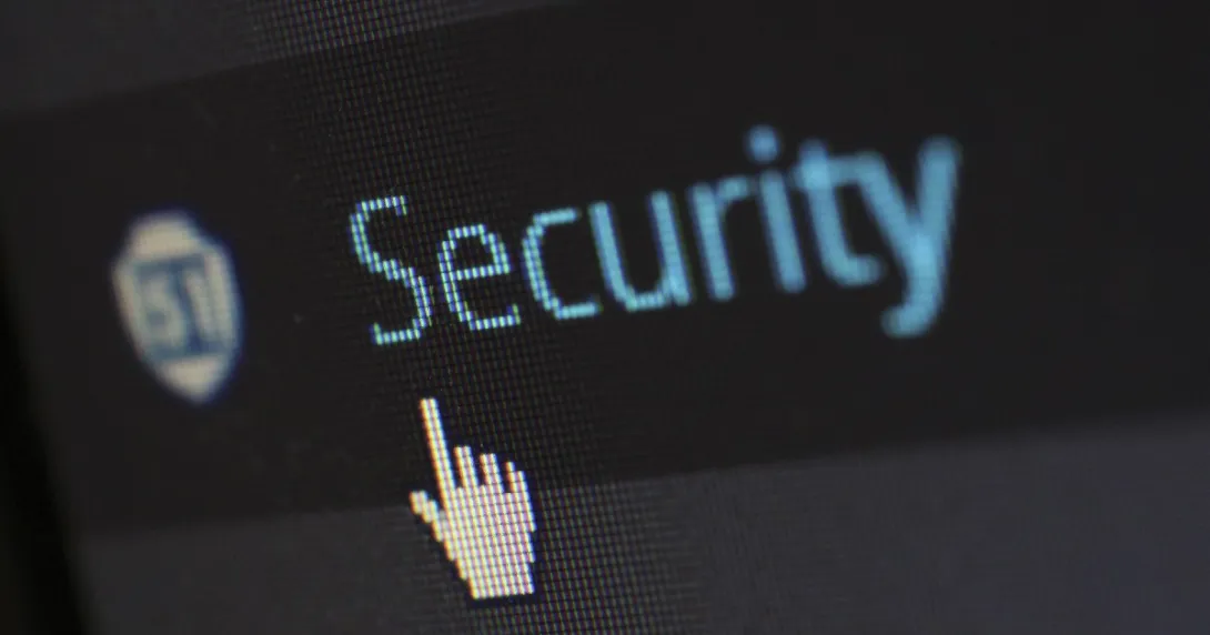 A cursor hovering over a "security" text on a screen