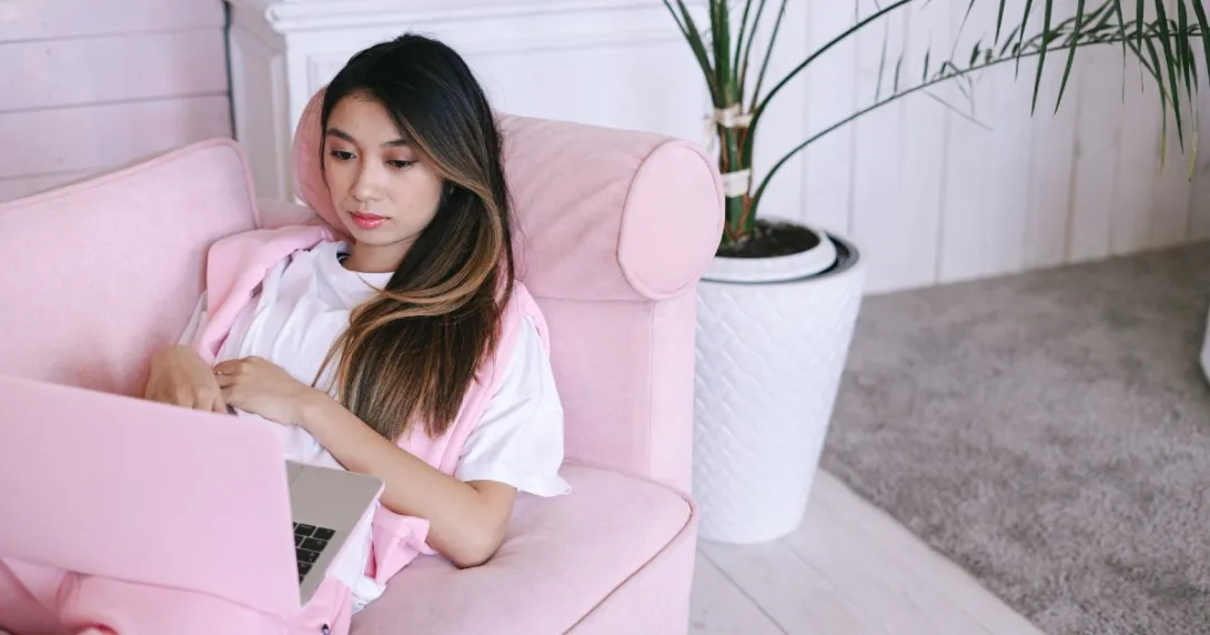 A sick person using the computer