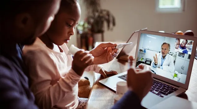 Telehealth appointment with parent and child
