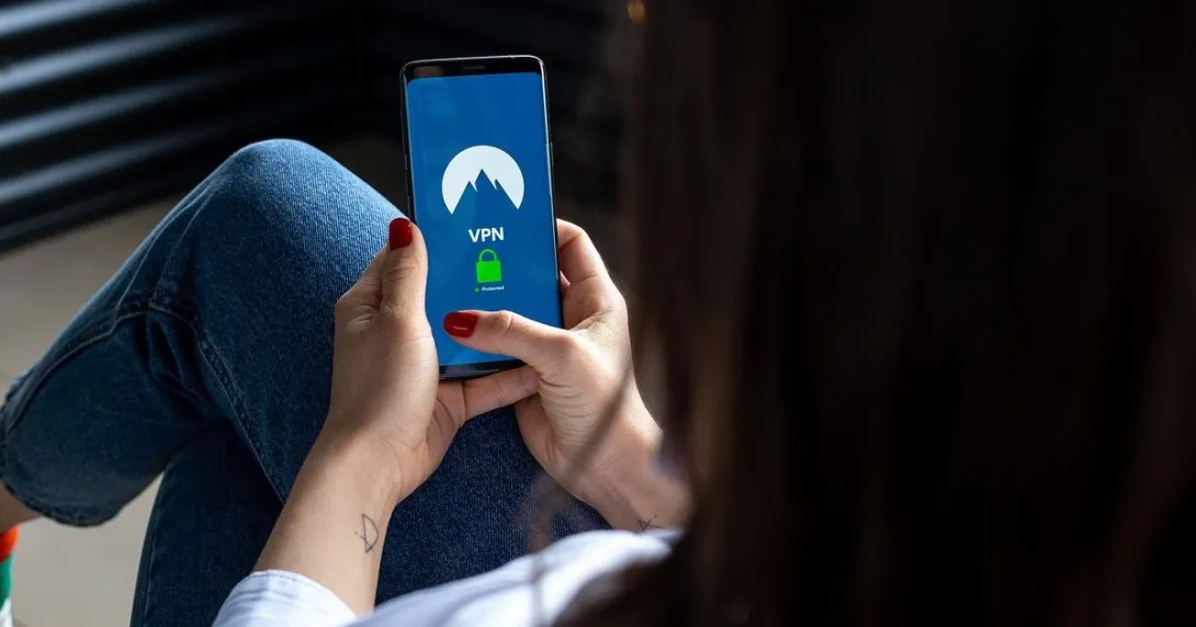 Phone with a VPN logo on screen Phone with a VPN logo on screen