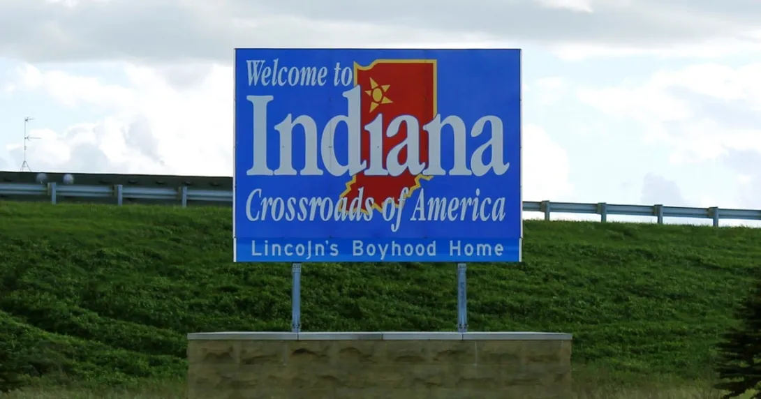 A "Welcome to Indiana" sign