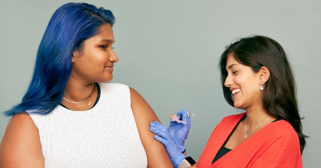A patient receiving a vaccine