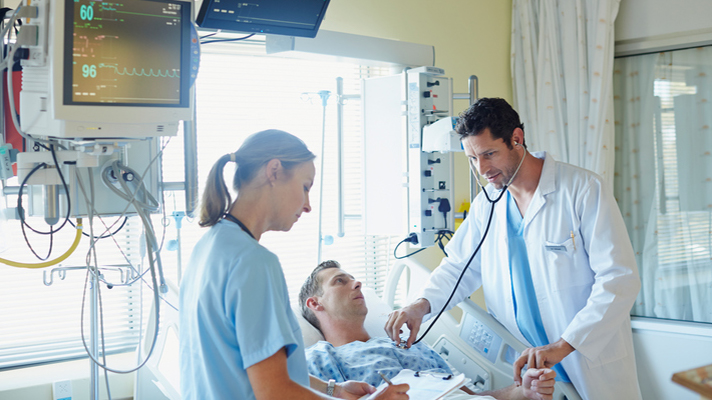 Doctors caring for a patient