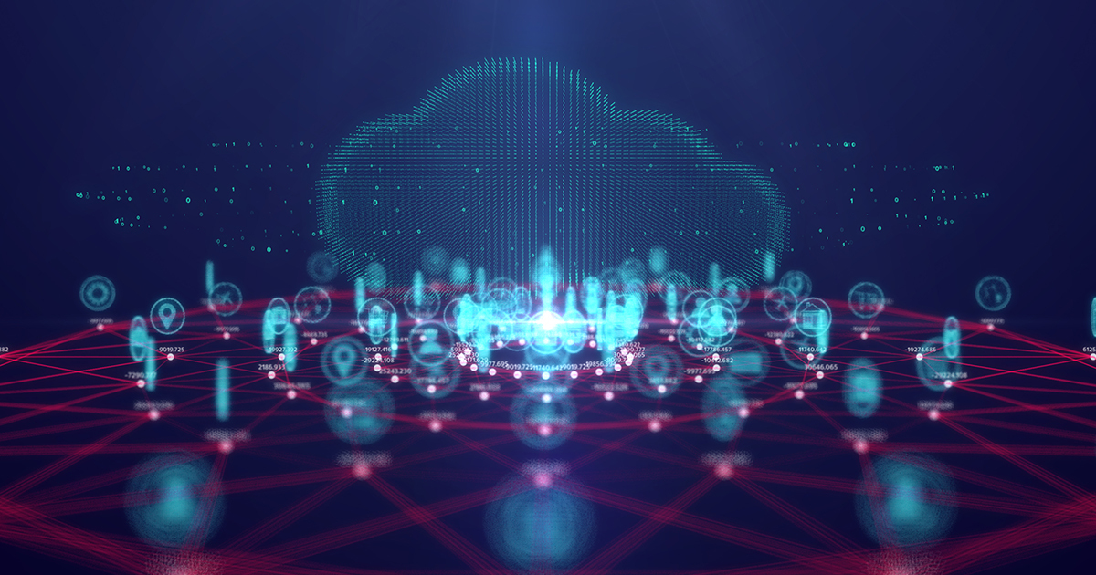 Connected points and a cloud representing infrastructure