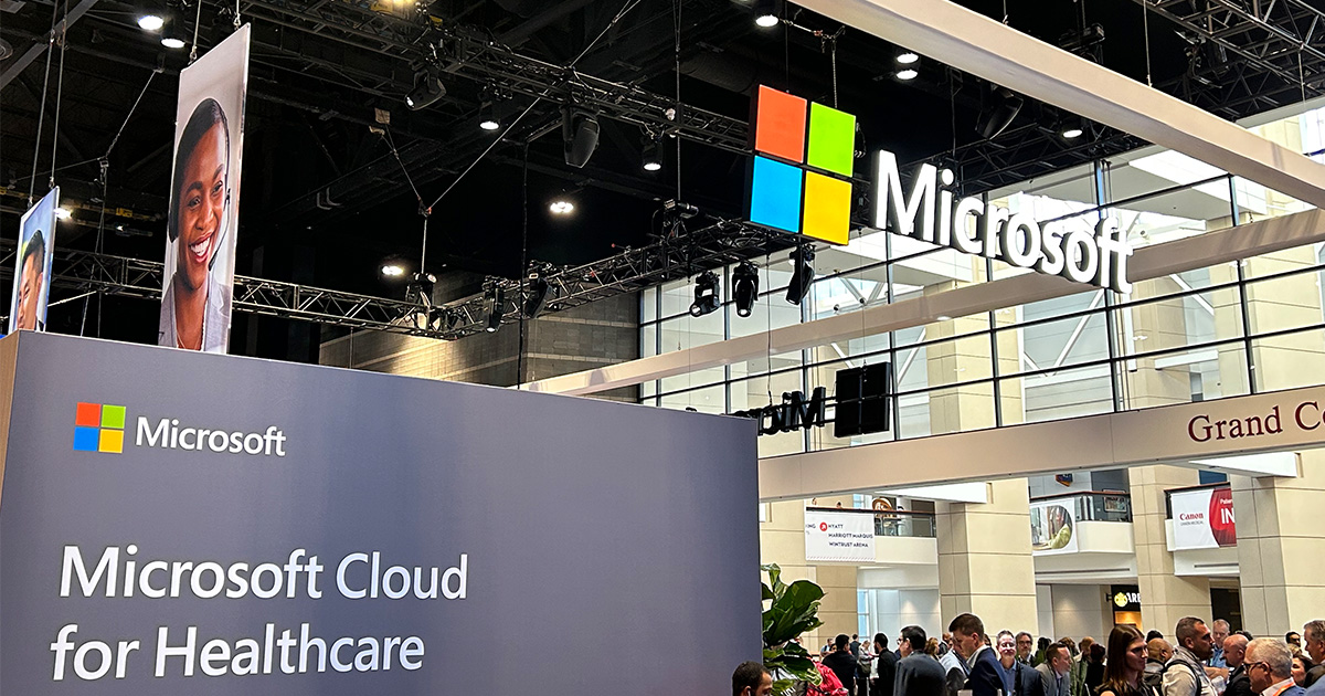 Microsoft booth at HIMSS global conference
