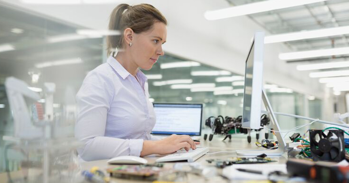 Tech worker at a computer
