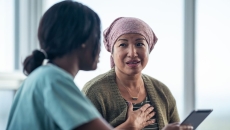 Cancer patient and doctor
