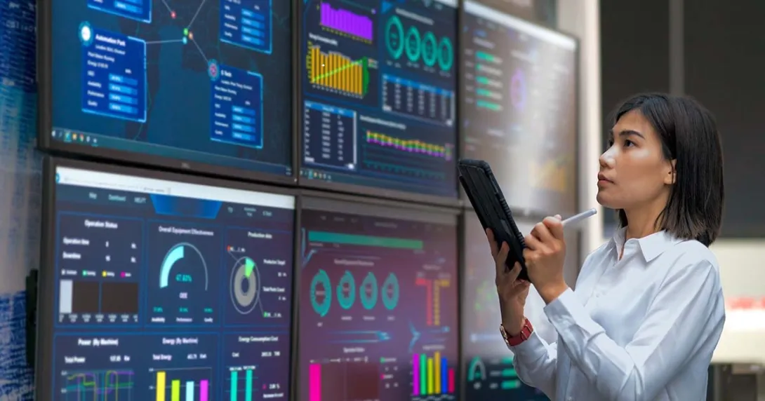 Factory worker holding a tablet Factory worker holding a tablet