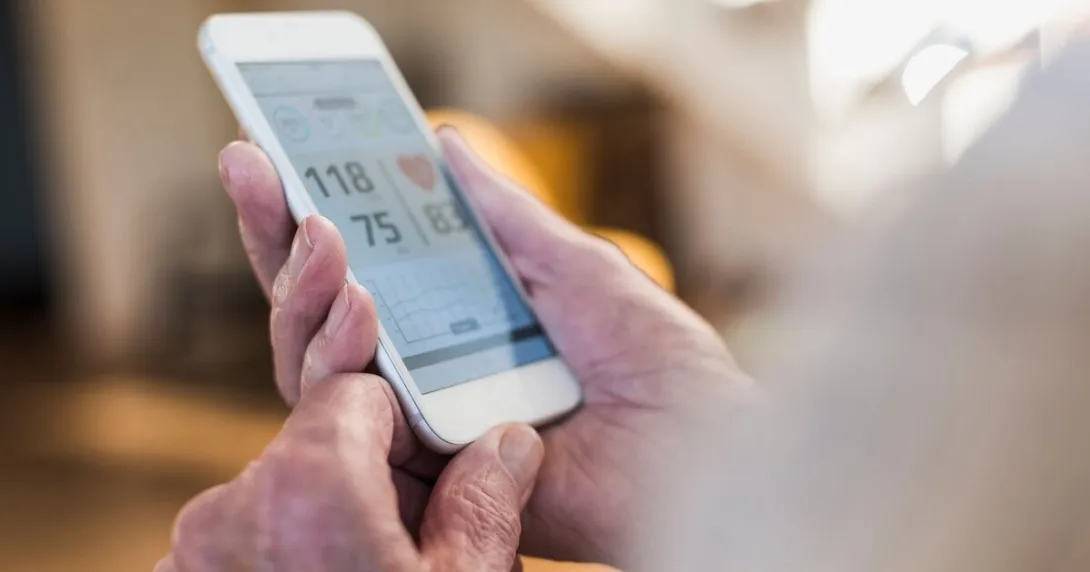 A user checking their health data on a mobile phone